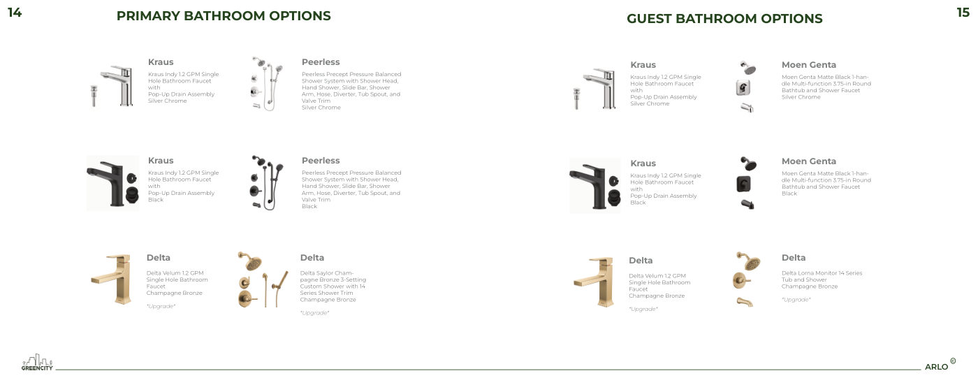 Baths options from the Tailor What Matters to You brochure, page 8